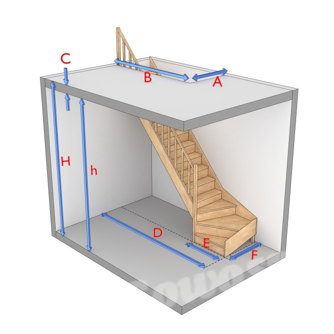 Schody z dolnym zabiegiem lewoskrętne z podstopnicami