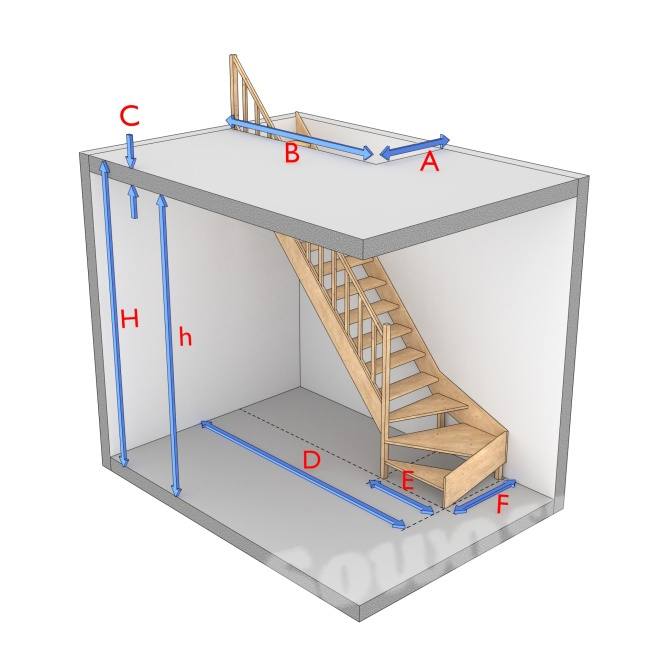 Schody z dolnym zabiegiem lewoskrętne bez podstopnic