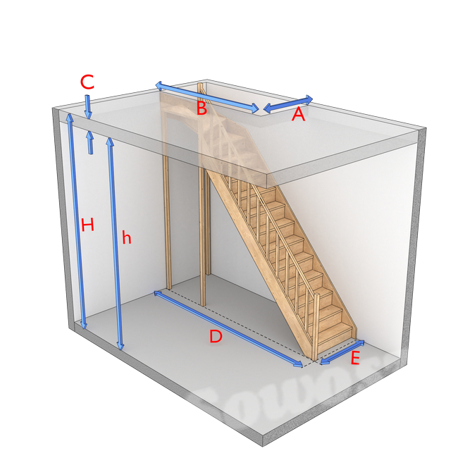 Schody z górnym zabiegiem lewoskrętne z podstopnicami