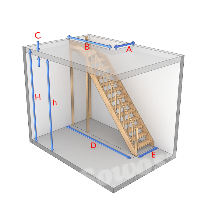 Schody z górnym zabiegiem lewoskrętne bez podstopnic