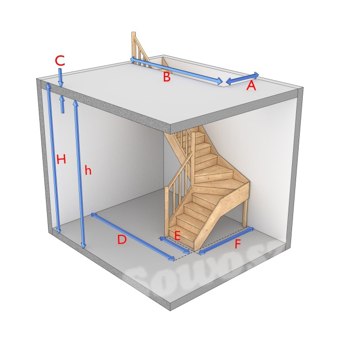 Schody L lewoskrętne z podstopnicami