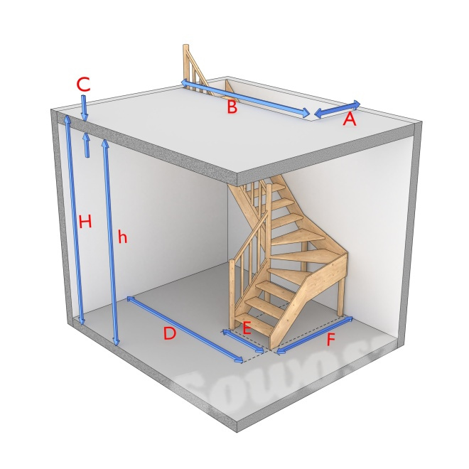Schody L lewoskrętne bez podstopnic