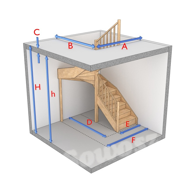 Schody U lewoskrętne z podstopnicami