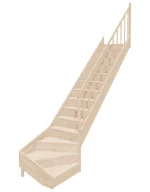 Right-hand wooden staircase with a bottom winder and closed risers
