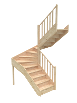 Schody prawoskrętne z podstopnicami U kategoria