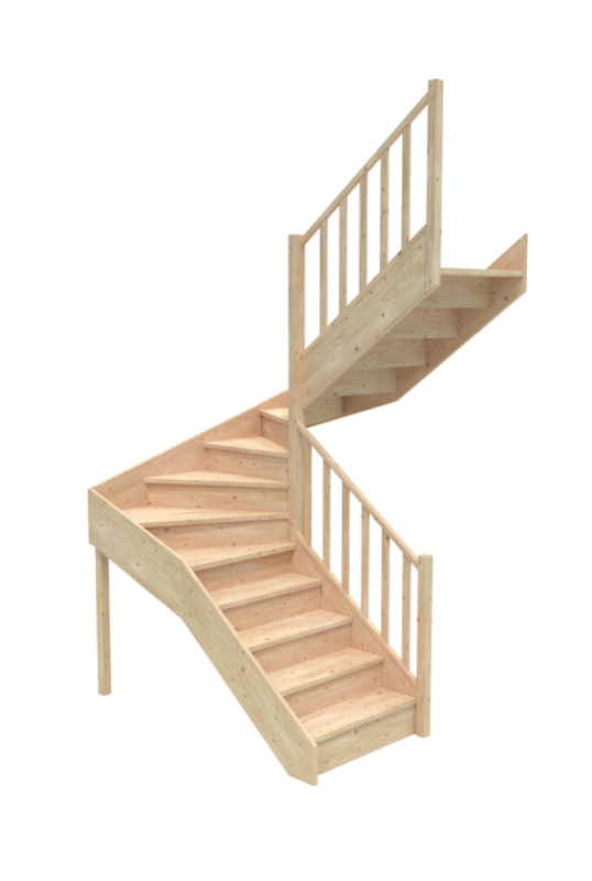 Schody prawoskrętne z podstopnicami U kategoria