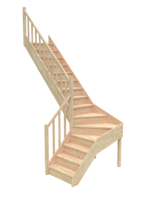 Schody lewoskrętne z podstopnicami L EQGL kategoria