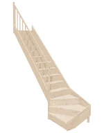 Classic wooden staircase with a bottom winder and closed risers