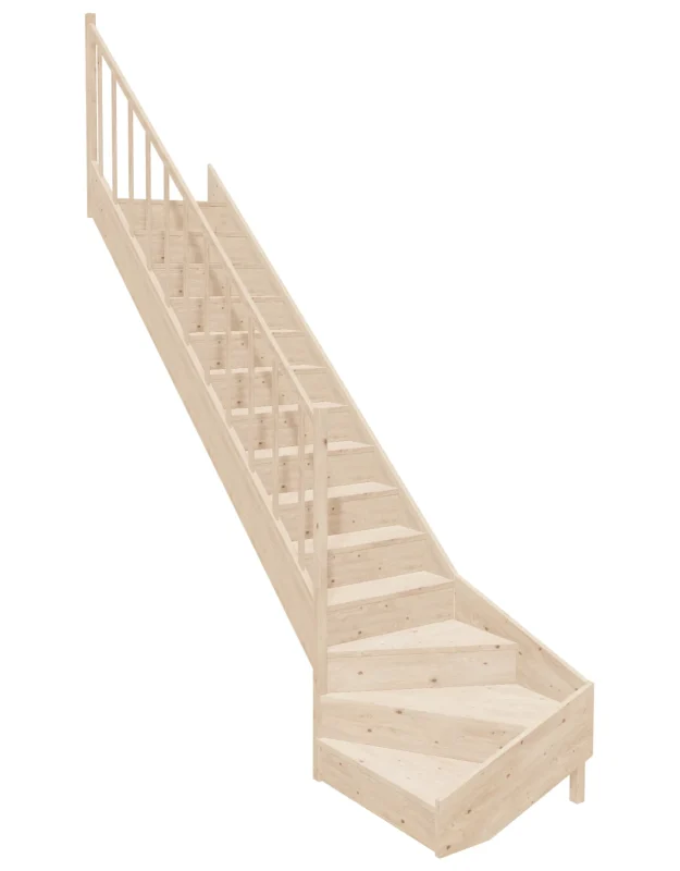 Classic wooden staircase with a bottom winder and closed risers