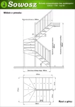Wooden right-hand U-shaped winder stairs open risers EMQD 170R - Image 4