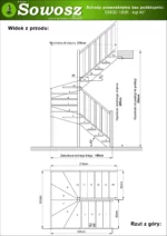 Wooden right-hand U-shaped winder stairs open risers EMQD 180R - Image 4