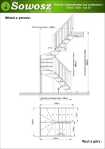 Wooden right-hand U-shaped winder stairs open risers EMQD 140R - Image 4