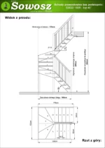 Wooden right-hand U-shaped winder stairs open risers EMQD 160R - Image 4