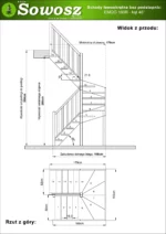Wooden left-hand U-shaped winder stairs open risers EMQG 160R - Image 4