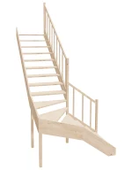 Right-turn wooden open-risers stairs L-shape EMQDL 095R by Sowosz. For self-assembly. Includes balustrade.