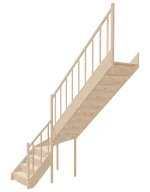Right-turn wooden closed-risers stairs L-shape EQDL 080R by Sowosz. For self-assembly. Includes balustrade.