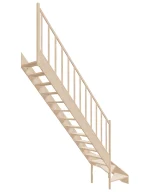 Wooden Left-Hand Stairs with Bottom Winder and Open Risers EMQG 065R by Sowosz. For self-assembly. Includes balustrade.