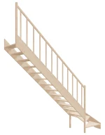 Wooden Left-Hand Stairs with Bottom Winder and Open Risers EMQG 080R by Sowosz. For self-assembly. Includes balustrade.