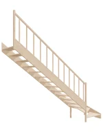 Wooden Left-Hand Stairs with Bottom Winder and Open Risers EMQG 095R by Sowosz. For self-assembly. Includes balustrade.