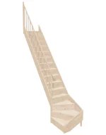 Wooden Left-Hand Stairs with Bottom Winder and Closed Risers EQG 065R by Sowosz. For self-assembly. Includes balustrade.