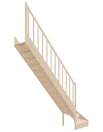 Wooden Left-Hand Stairs with Bottom Winder and Closed Risers EQG 065R by Sowosz. For self-assembly. Includes balustrade.