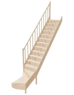 Wooden Left-Hand Stairs with Bottom Winder and Closed Risers EQG 080R by Sowosz. For self-assembly. Includes balustrade.