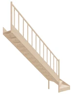 Wooden Left-Hand Stairs with Bottom Winder and Closed Risers EQG 080R by Sowosz. For self-assembly. Includes balustrade.