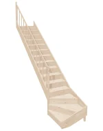 Wooden Left-Hand Stairs with Bottom Winder and Closed Risers EQG 085R by Sowosz. For self-assembly. Includes balustrade.
