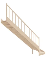 Wooden Left-Hand Stairs with Bottom Winder and Closed Risers EQG 085R by Sowosz. For self-assembly. Includes balustrade.
