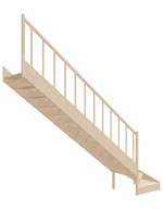 Wooden Left-Hand Stairs with Bottom Winder and Closed Risers EQG 090R by Sowosz. For self-assembly. Includes balustrade.