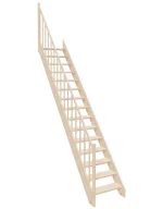 Drevené schody priame – otvorené EAD 065R Sowosz – stavebnicové schody na mieru s balustrádou – montáž svojpomocne.