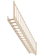 Drevené schody priame – otvorené EAD 065R Sowosz – stavebnicové schody na mieru s balustrádou – montáž svojpomocne.