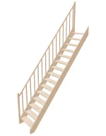 Drevené schody priame – otvorené EAD 065R Sowosz – stavebnicové schody na mieru s balustrádou – montáž svojpomocne.