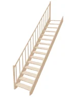 Drevené schody priame – otvorené EAD 080R Sowosz – stavebnicové schody na mieru s balustrádou – montáž svojpomocne.
