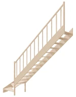 Wooden Right-Hand Stairs with Bottom Winder and Open Risers EMQD 080R by Sowosz. For self-assembly. Includes balustrade.