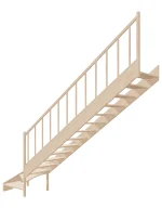 Wooden Right-Hand Stairs with Bottom Winder and Open Risers EMQD 085R by Sowosz. For self-assembly. Includes balustrade.