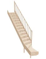 Wooden Right-Hand Stairs with Bottom Winder and Closed Risers EQD 075R by Sowosz. For self-assembly. Includes balustrade.