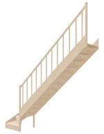 Wooden Right-Hand Stairs with Bottom Winder and Closed Risers EQD 075R by Sowosz. For self-assembly. Includes balustrade.