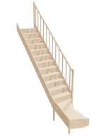 Wooden Right-Hand Stairs with Bottom Winder and Closed Risers EQD 080R by Sowosz. For self-assembly. Includes balustrade.
