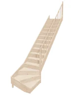 Wooden Right-Hand Stairs with Bottom Winder and Closed Risers EQD 090R by Sowosz. For self-assembly. Includes balustrade.