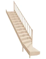 Wooden Right-Hand Stairs with Bottom Winder and Closed Risers EQD 090R by Sowosz. For self-assembly. Includes balustrade.