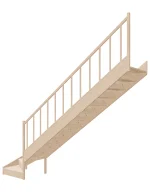 Wooden Right-Hand Stairs with Bottom Winder and Closed Risers EQD 090R by Sowosz. For self-assembly. Includes balustrade.