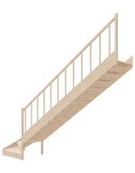 Wooden Right-Hand Stairs with Bottom Winder and Closed Risers EQD 095R by Sowosz. For self-assembly. Includes balustrade.