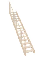 Straight wooden open-risers stairs EAD 070R by Sowosz. For self-assembly. Includes balustrade.