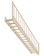 Straight wooden open-risers stairs EAD 070R by Sowosz. For self-assembly. Includes balustrade.