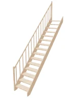 Straight wooden open-risers stairs EAD 070R by Sowosz. For self-assembly. Includes balustrade.