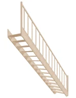 Straight wooden open-risers stairs EAD 075R by Sowosz. For self-assembly. Includes balustrade.