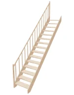 Straight wooden open-risers stairs EAD 075R by Sowosz. For self-assembly. Includes balustrade.
