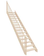 Straight wooden open-risers stairs EAD 085R by Sowosz. For self-assembly. Includes balustrade.