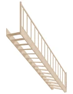 Straight wooden open-risers stairs EAD 085R by Sowosz. For self-assembly. Includes balustrade.